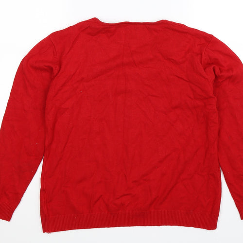 Just Elegance Womens Red  Knit Pullover Jumper Size L