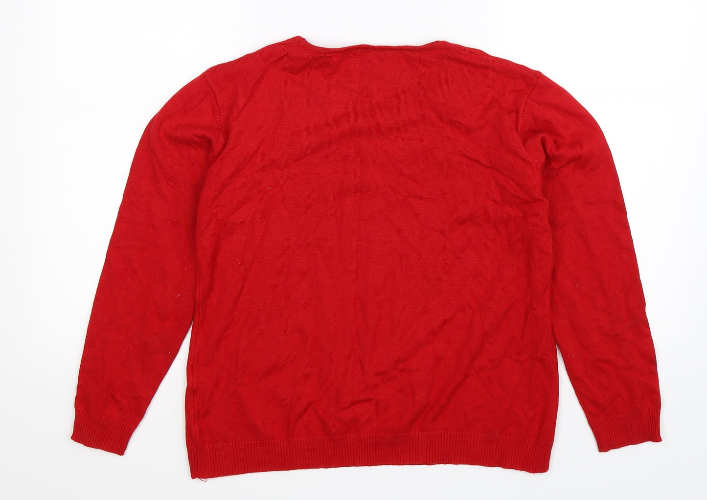Just Elegance Womens Red  Knit Pullover Jumper Size L