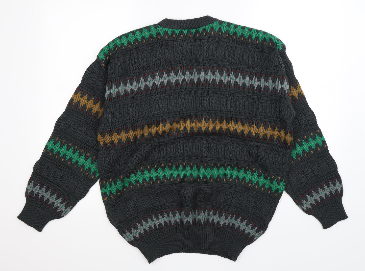 Peruzzi Mens Multicoloured Geometric Knit Pullover Jumper Size M