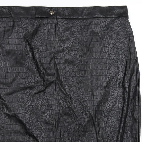 George Womens Black Animal Print  Straight & Pencil Skirt Size 20  - Faux Leather