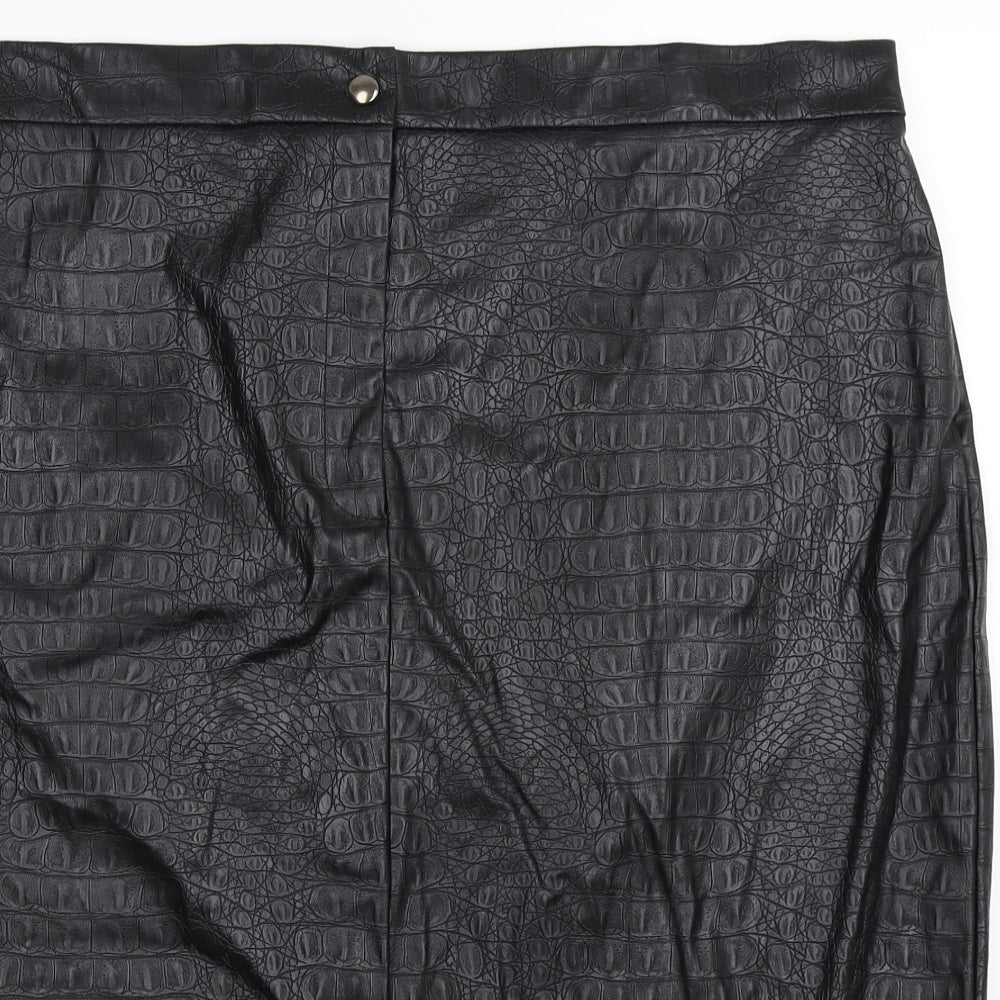 George Womens Black Animal Print  Straight & Pencil Skirt Size 20  - Faux Leather