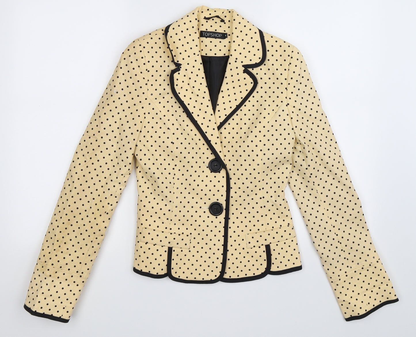 Topshop Womens Yellow Polka Dot  Jacket Blazer Size 8