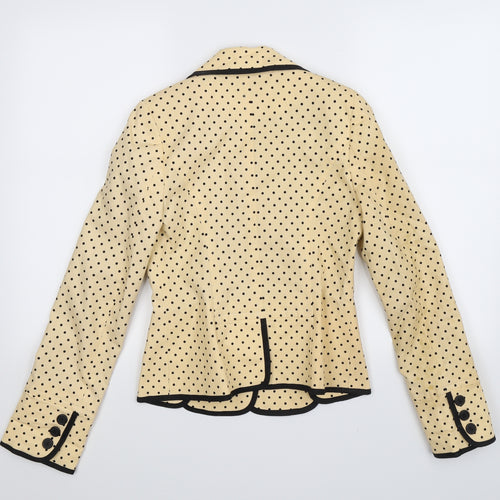 Topshop Womens Yellow Polka Dot  Jacket Blazer Size 8
