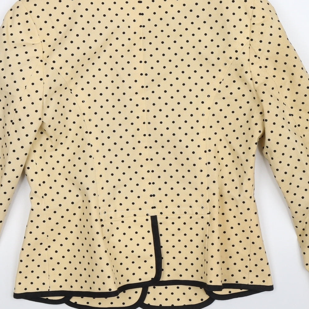 Topshop Womens Yellow Polka Dot  Jacket Blazer Size 8