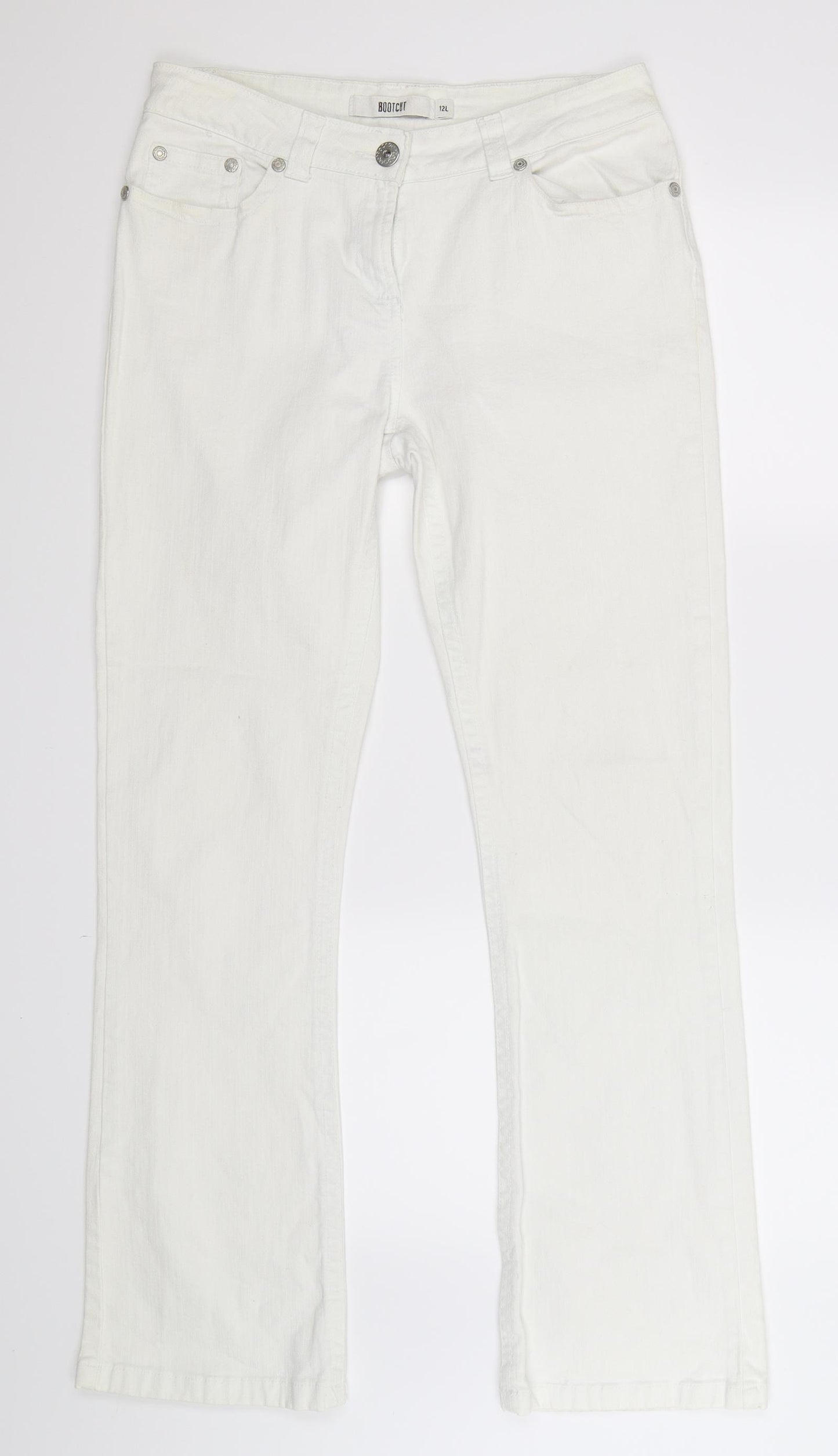 TU Womens White  Denim Bootcut Jeans Size 12 L31 in