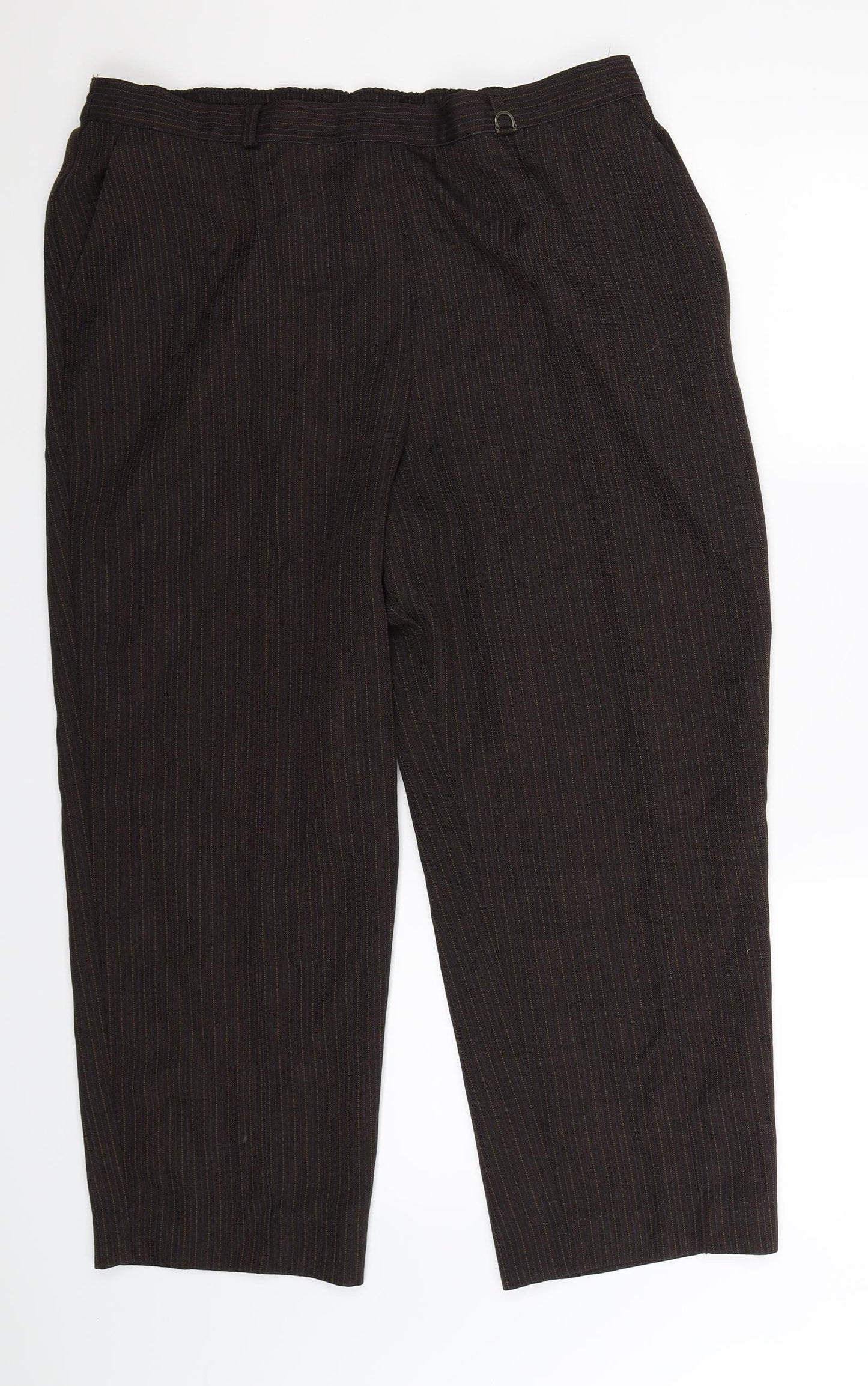 Marks and Spencer Womens Grey Striped  Trousers  Size 18 L26 in