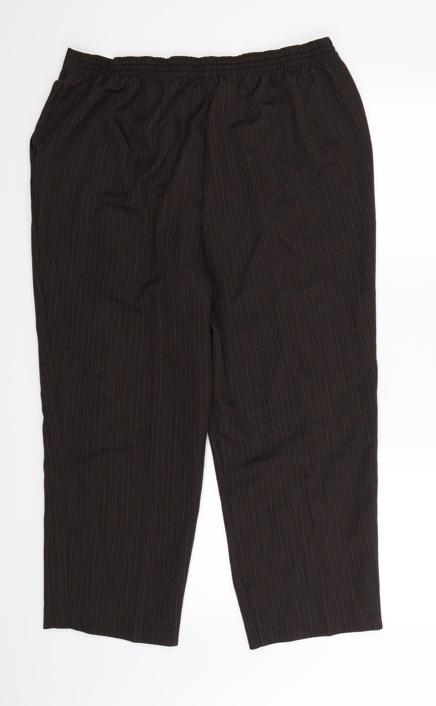 Marks and Spencer Womens Grey Striped  Trousers  Size 18 L26 in