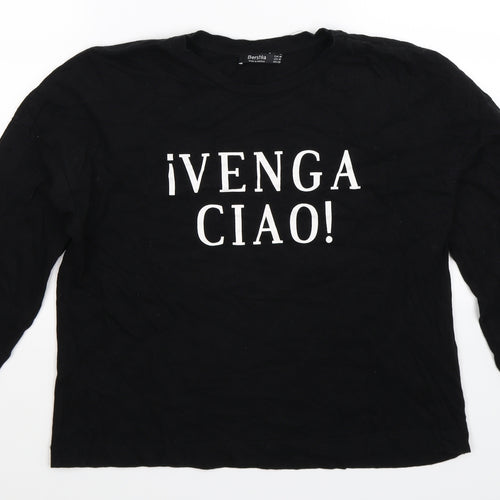 Bershka Womens Black   Pullover Sweatshirt Size M