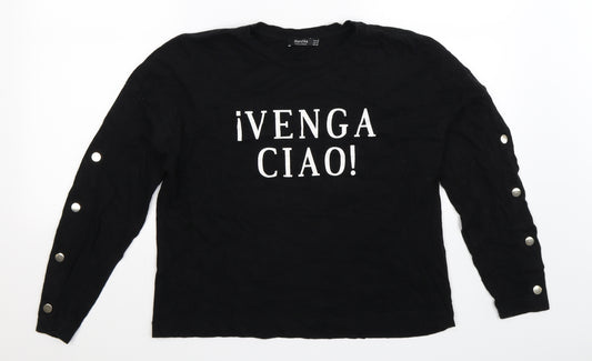 Bershka Womens Black   Pullover Sweatshirt Size M
