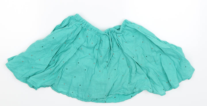 Marks and Spencer Girls Green Spotted  A-Line Skirt Size 4-5 Years