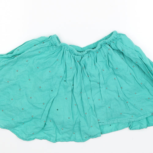 Marks and Spencer Girls Green Spotted  A-Line Skirt Size 4-5 Years
