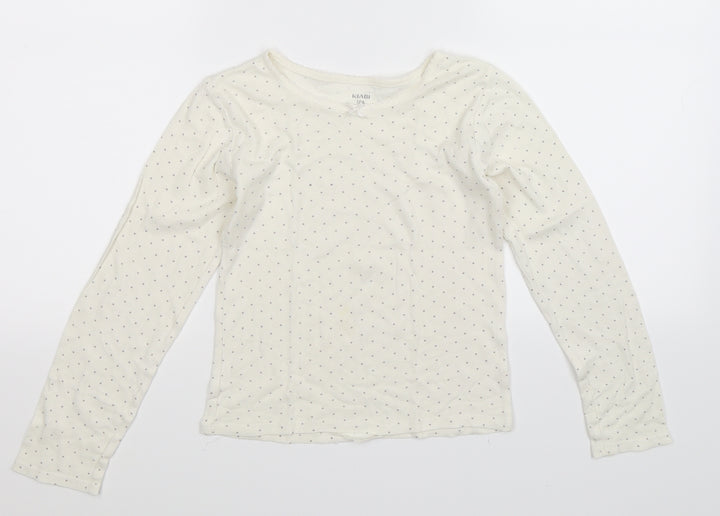 Kiabi Girls White Spotted  Basic T-Shirt Size 10 Years