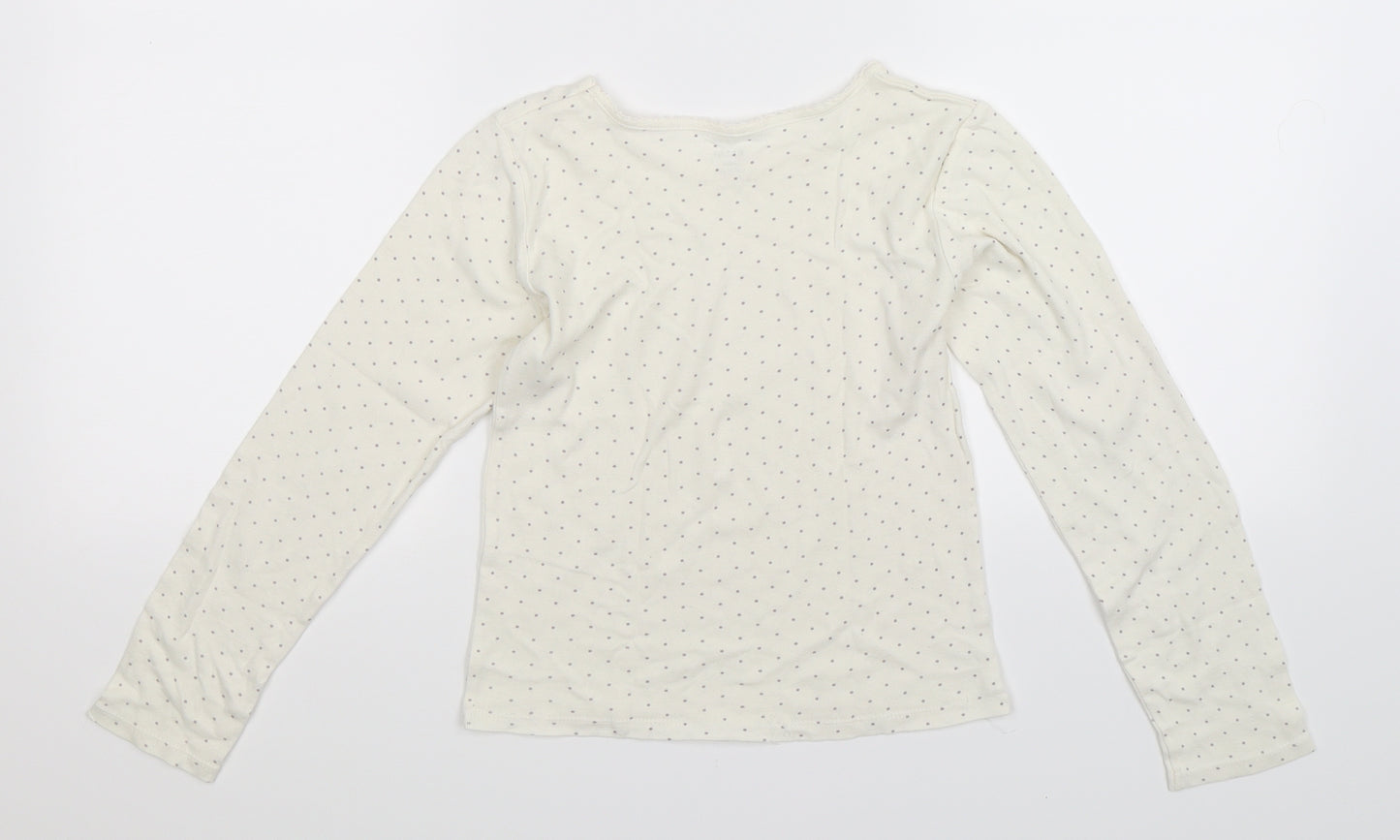Kiabi Girls White Spotted  Basic T-Shirt Size 10 Years