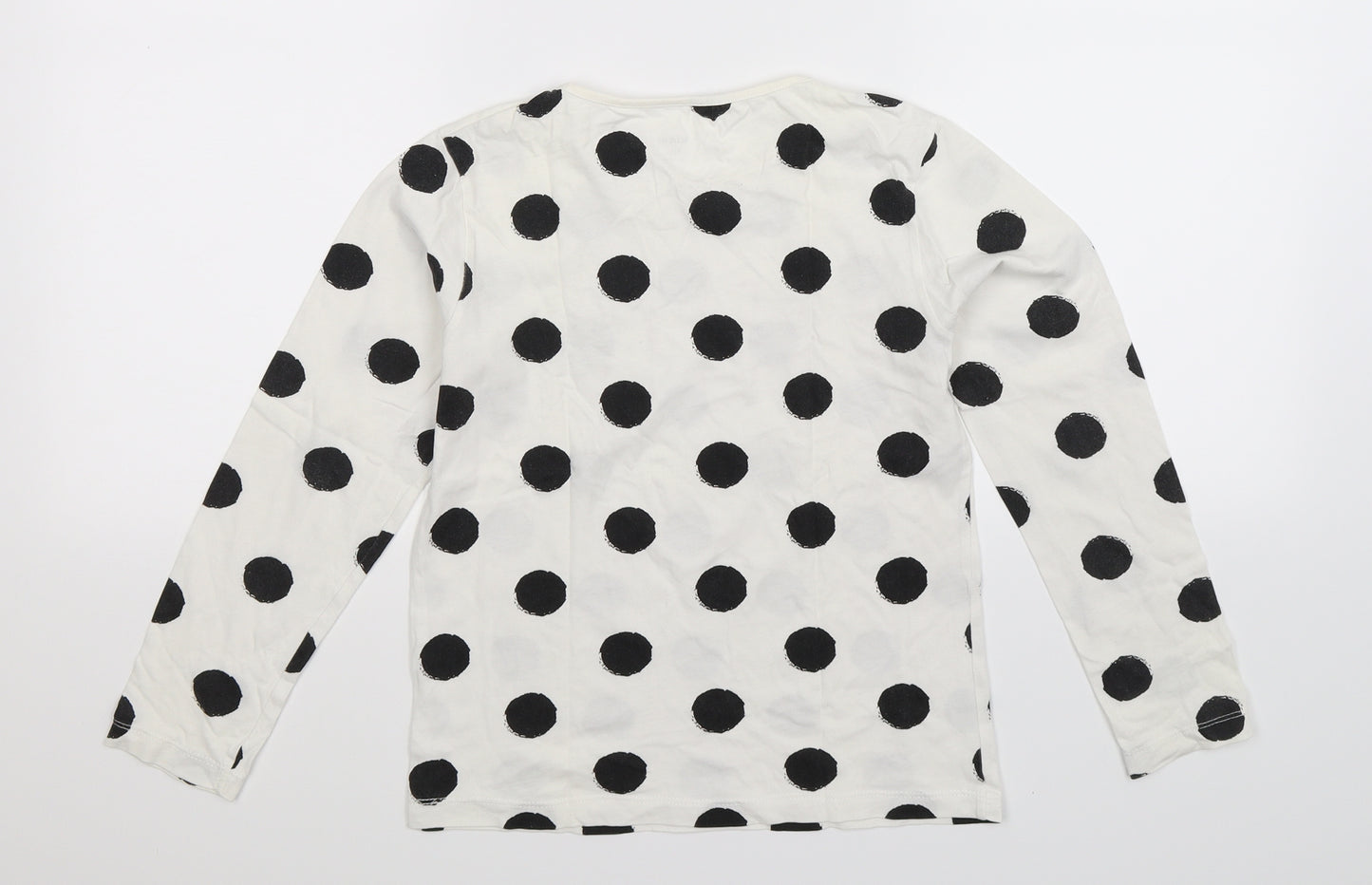 Kiabi Girls White Polka Dot  Basic T-Shirt Size 10 Years