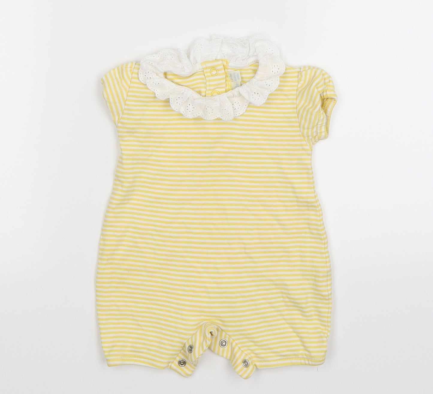JoJo Maman Bébé Baby Yellow Striped  Babygrow One-Piece Size 0-3 Months