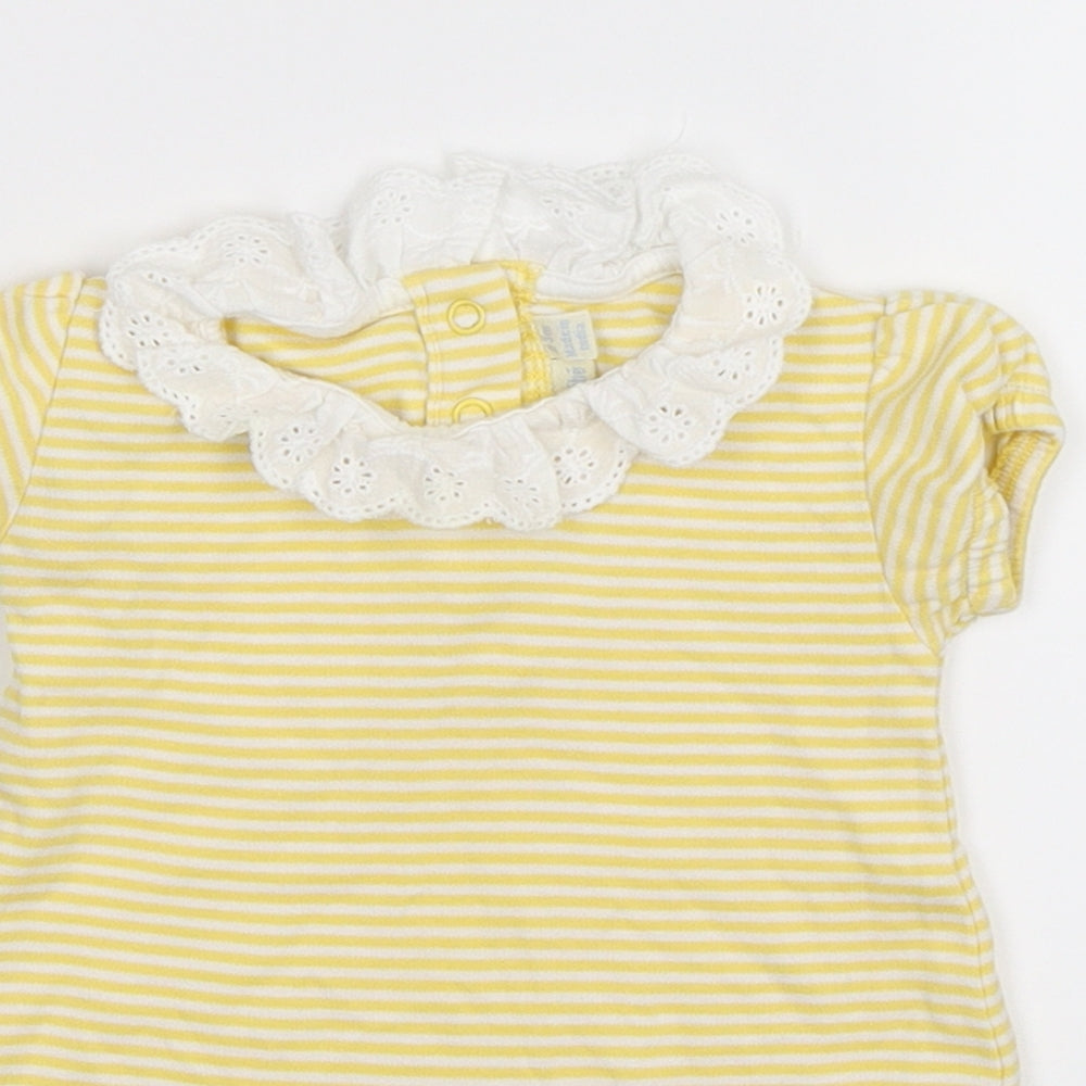 JoJo Maman Bébé Baby Yellow Striped  Babygrow One-Piece Size 0-3 Months