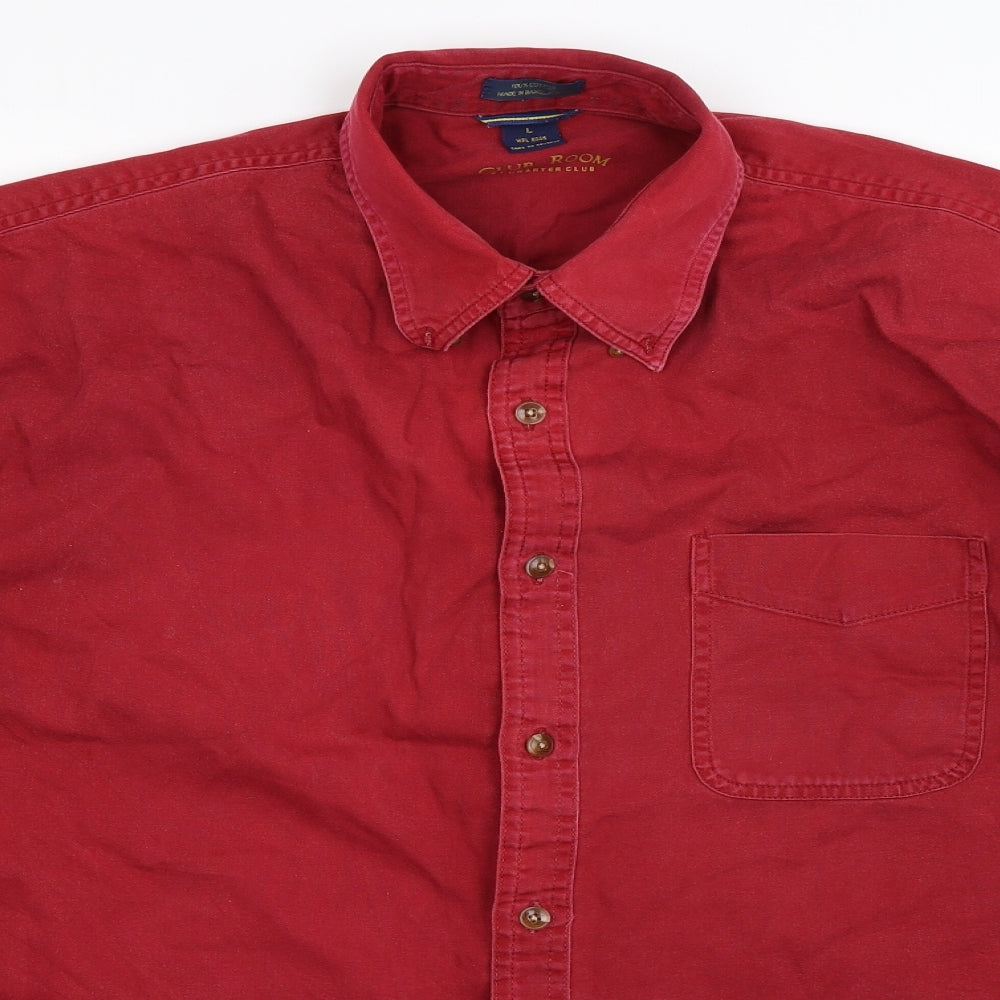 Club Room Mens Red    Button-Up Size L