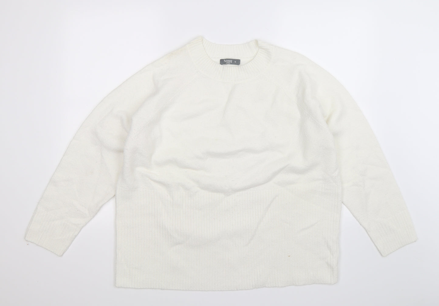 Nutmeg Womens White  Knit Pullover Jumper Size 18