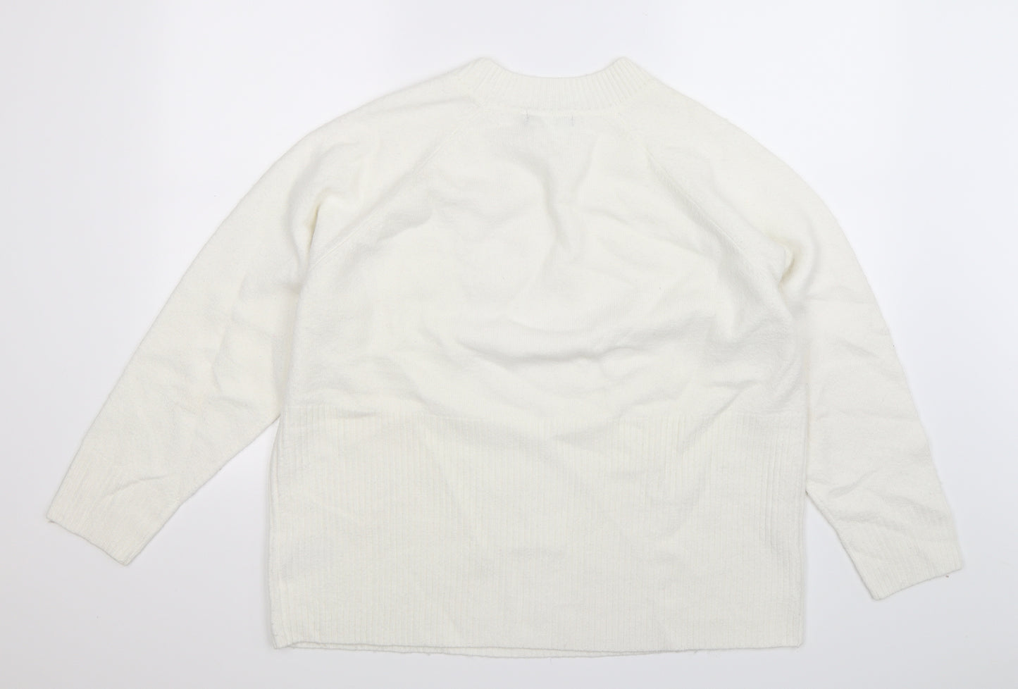 Nutmeg Womens White  Knit Pullover Jumper Size 18