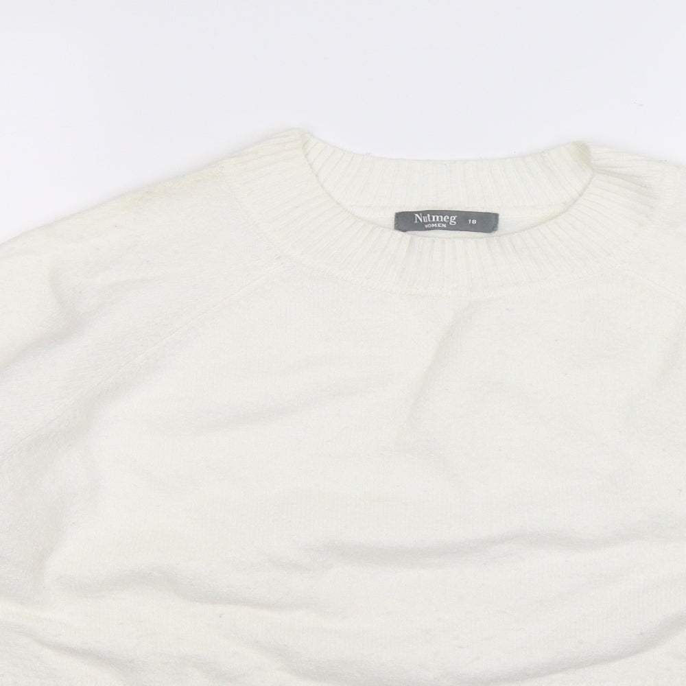 Nutmeg Womens White  Knit Pullover Jumper Size 18