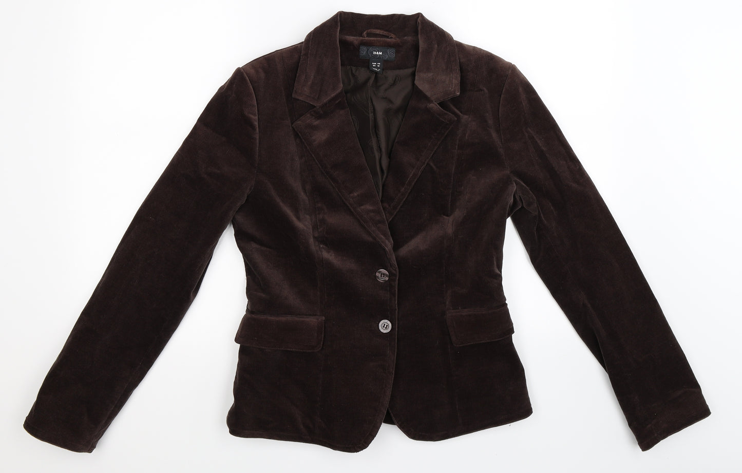 H&M Womens Grey  Corduroy Jacket Blazer Size 14