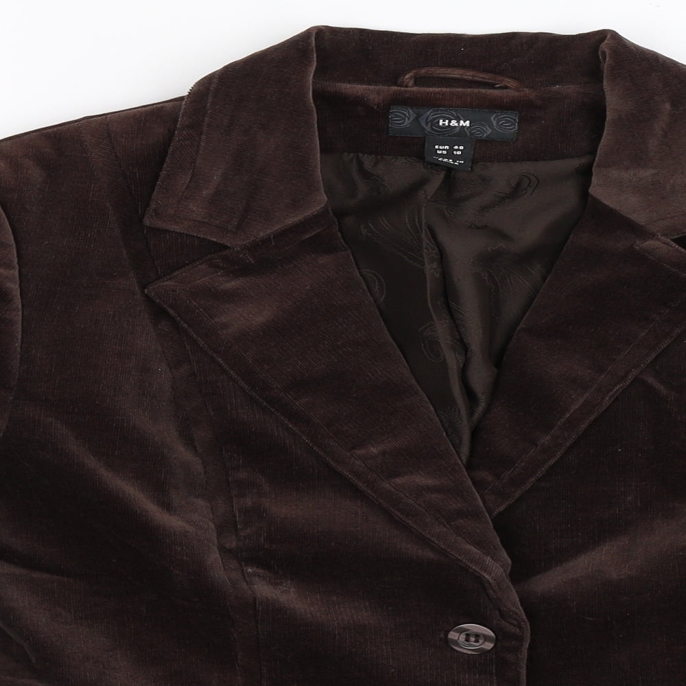H&M Womens Grey  Corduroy Jacket Blazer Size 14
