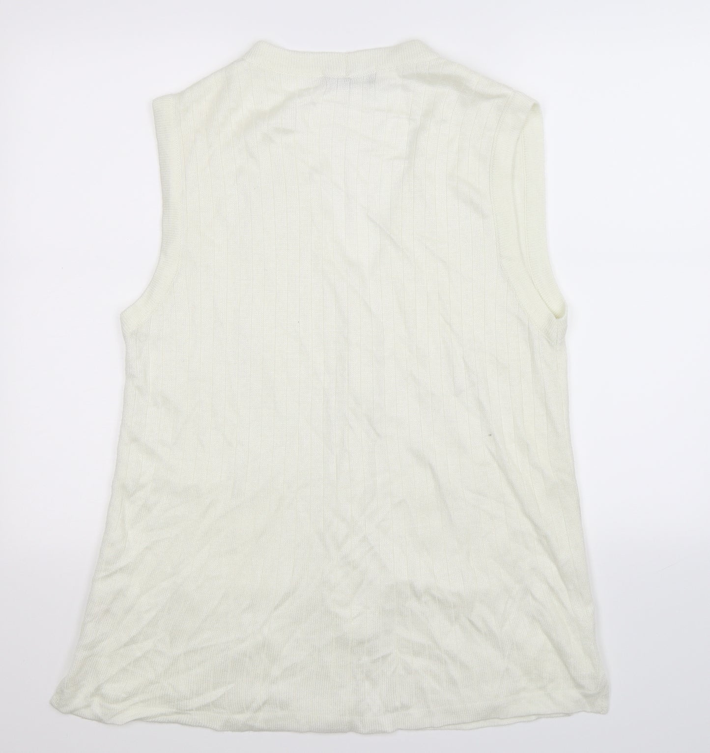 Solutions Womens White  Knit Vest Jumper Size XL