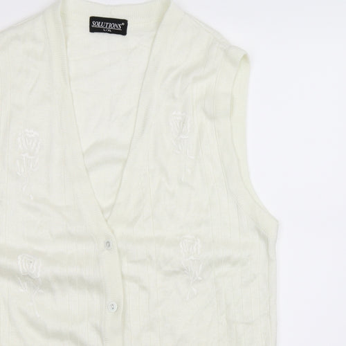 Solutions Womens White  Knit Vest Jumper Size XL
