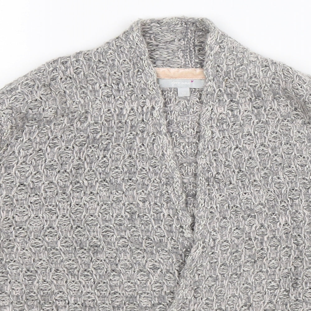 Per Una Womens Grey  Knit Cardigan Jumper Size 10