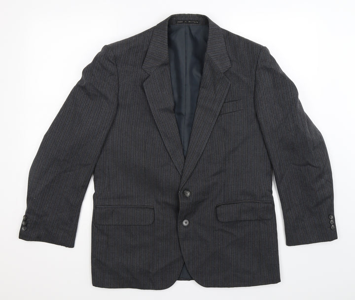 Greenwoods Mens Grey Striped  Jacket Suit Jacket Size 38
