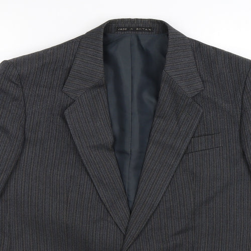 Greenwoods Mens Grey Striped  Jacket Suit Jacket Size 38