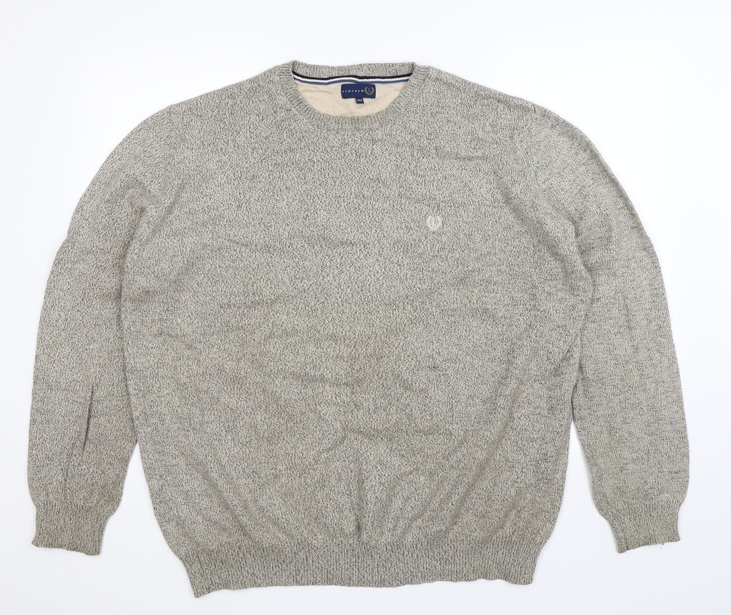Lincoln Mens Beige  Knit Pullover Jumper Size 2XL