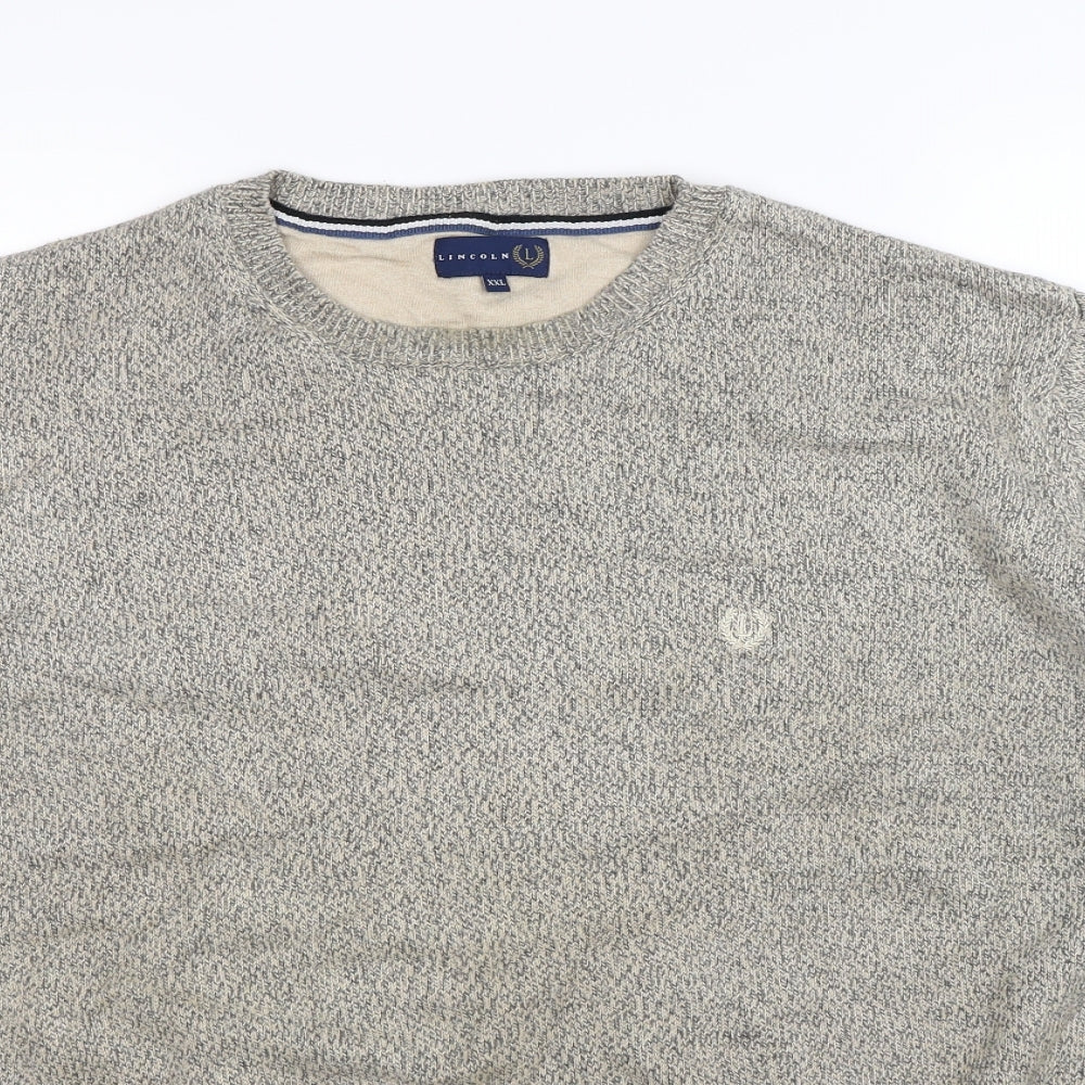 Lincoln Mens Beige  Knit Pullover Jumper Size 2XL