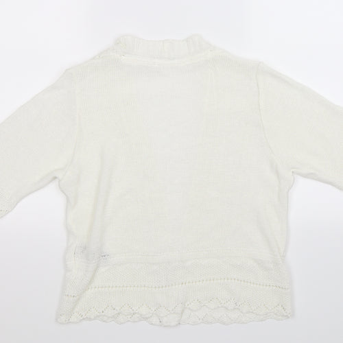 M&Co Womens White  Knit Cardigan Jumper Size M