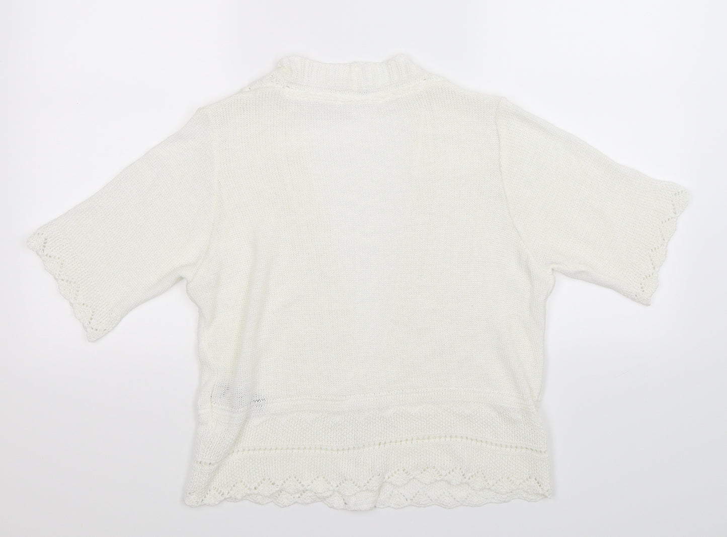 M&Co Womens White  Knit Cardigan Jumper Size M