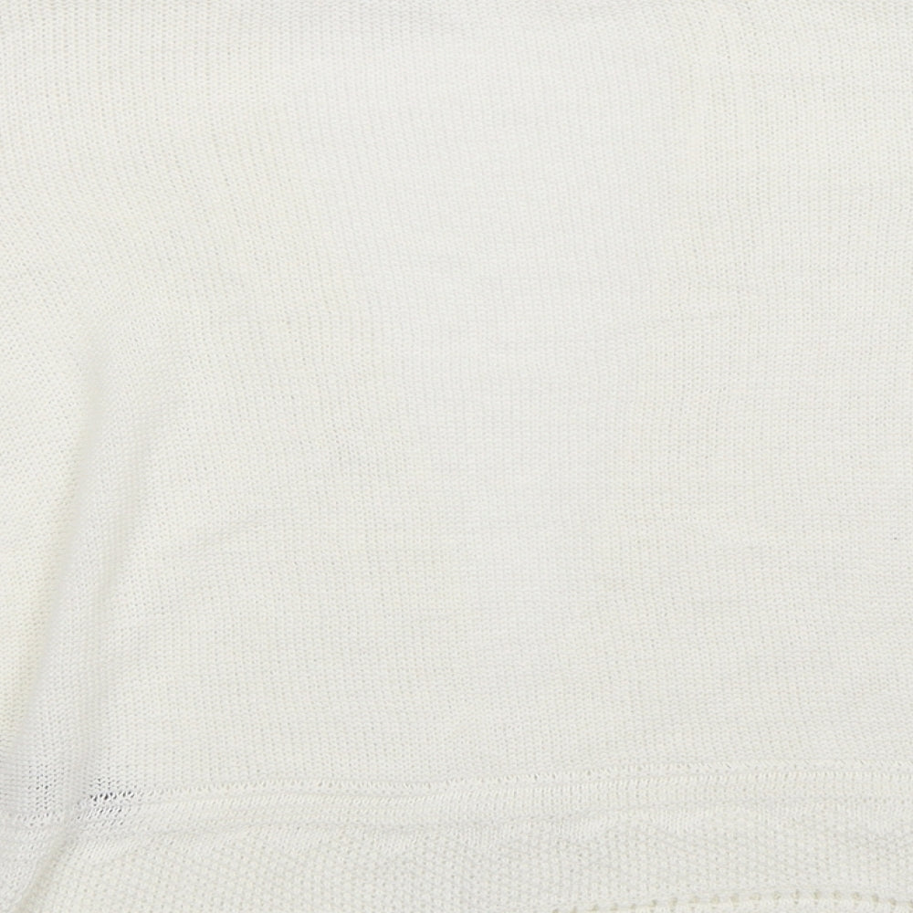 M&Co Womens White  Knit Cardigan Jumper Size M