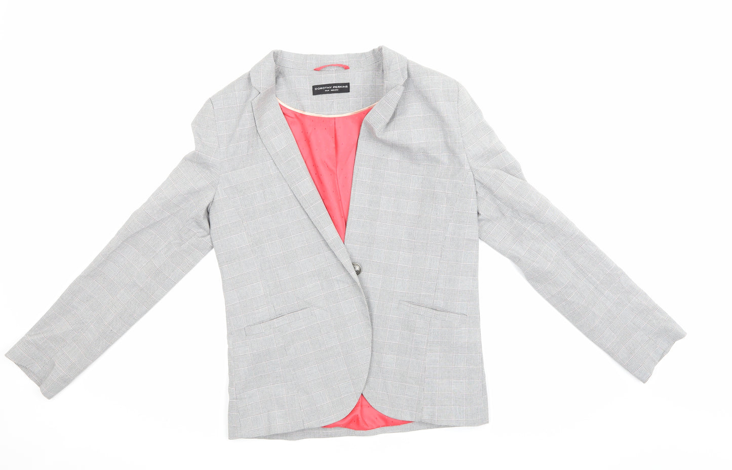 Dorothy Perkins Womens Grey Check  Jacket Blazer Size 10