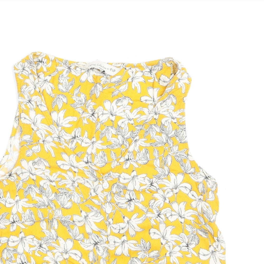 F&F Womens Yellow Floral  Basic Tank Size 6