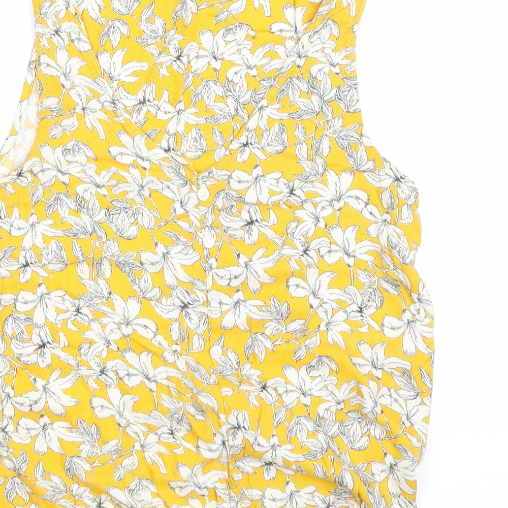 F&F Womens Yellow Floral  Basic Tank Size 6