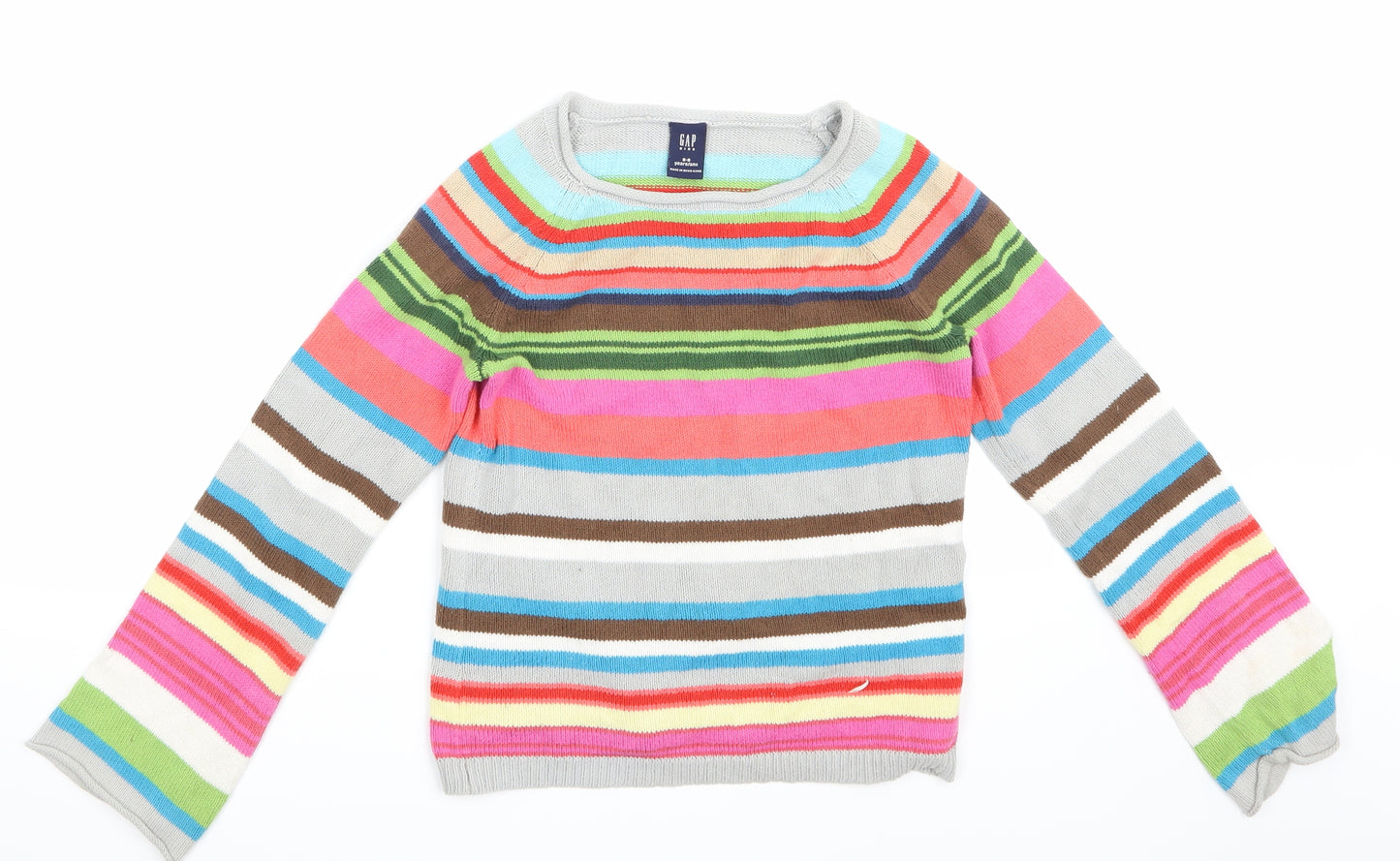 Gap Girls Multicoloured Striped  Pullover Jumper Size 8-9 Years
