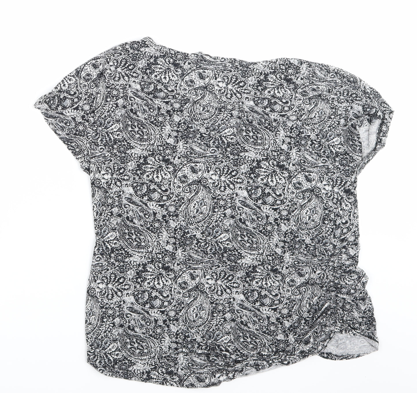 TU  Womens Black Paisley  Jersey T-Shirt Size 14