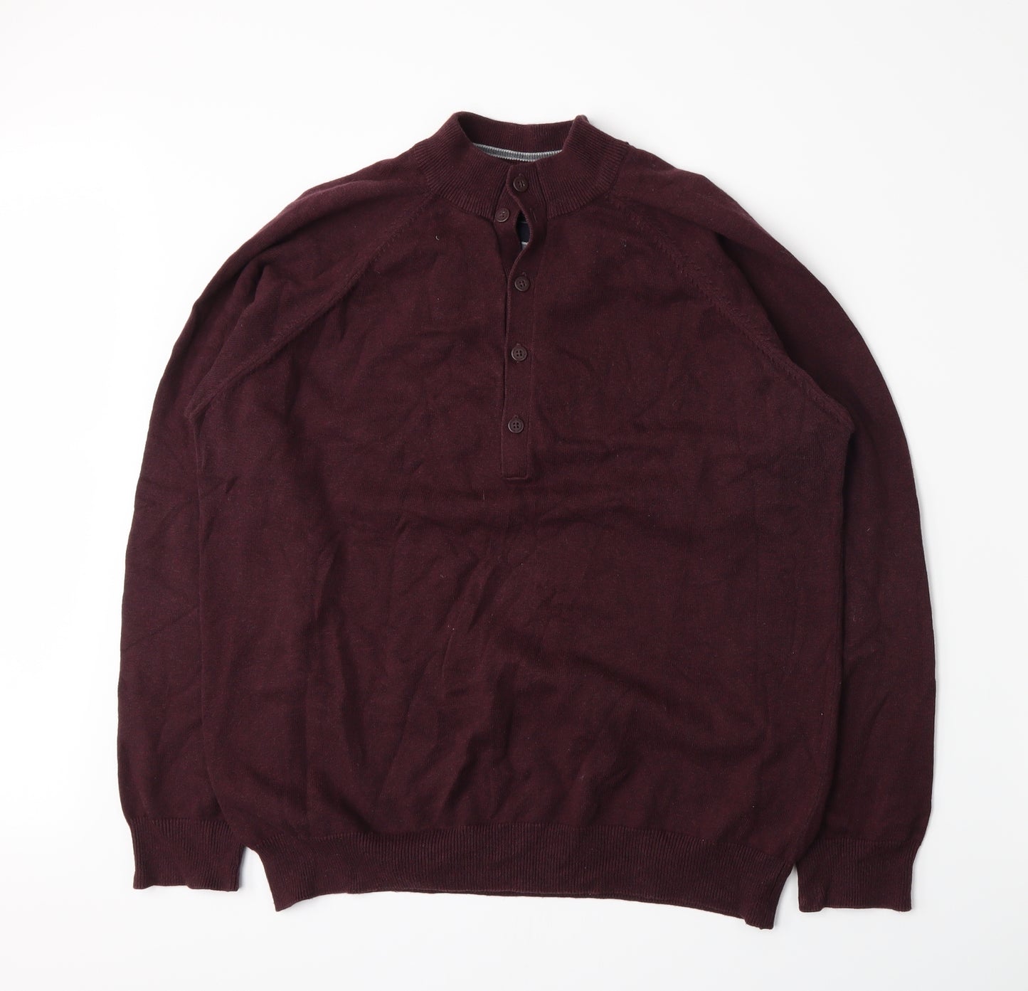 Blue Harbour Mens Purple  Knit Henley Jumper Size M