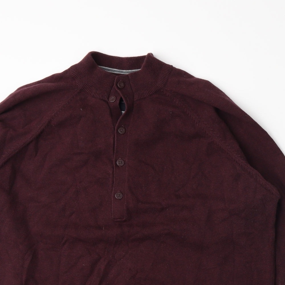 Blue Harbour Mens Purple  Knit Henley Jumper Size M