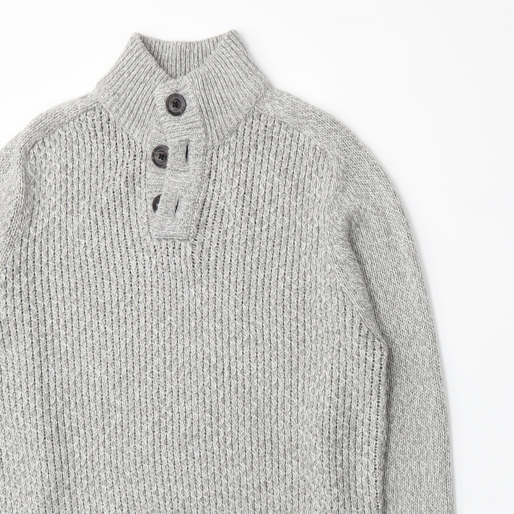 Matalan Mens Grey  Knit Henley Jumper Size S
