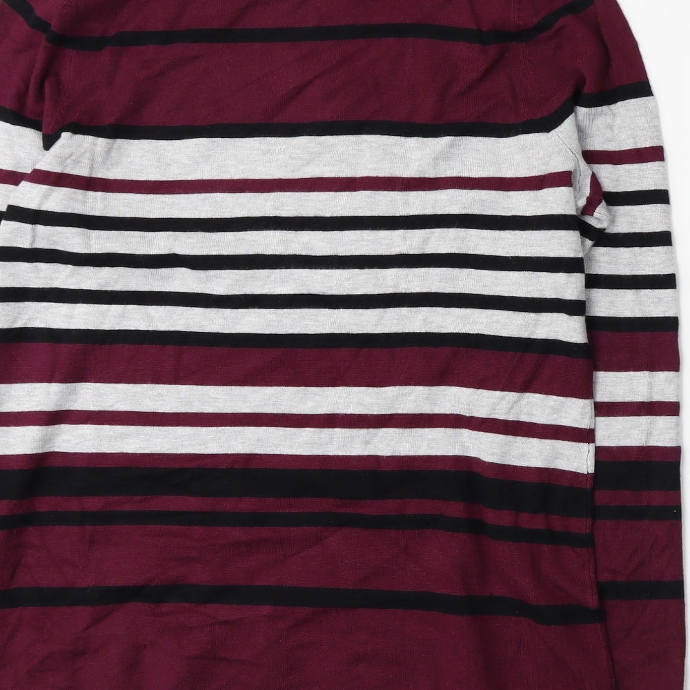 Bonmarché Womens Purple Striped Knit Pullover Jumper Size M