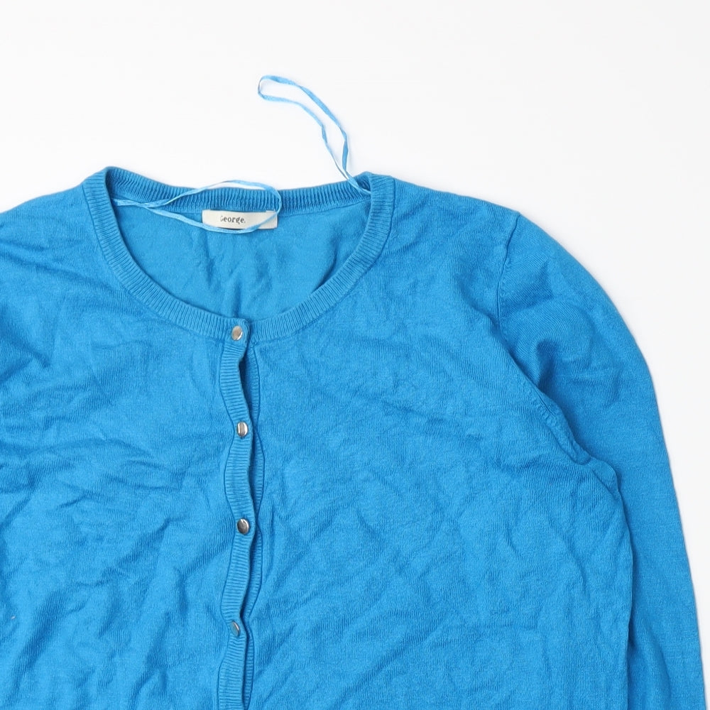 George Womens Blue  Knit Cardigan Jumper Size 16