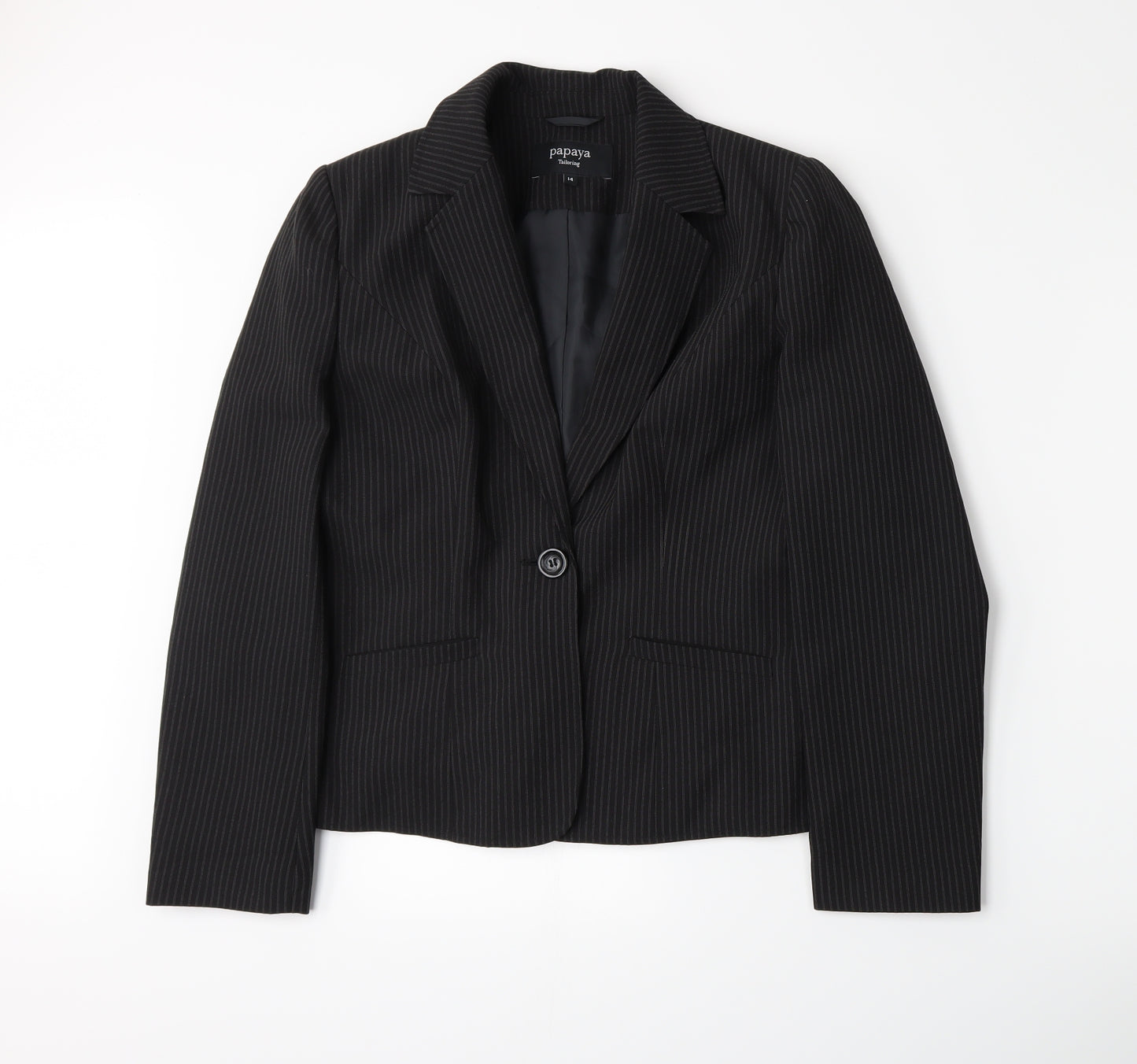 Papaya Womens Black Pinstripe  Jacket Suit Jacket Size 14
