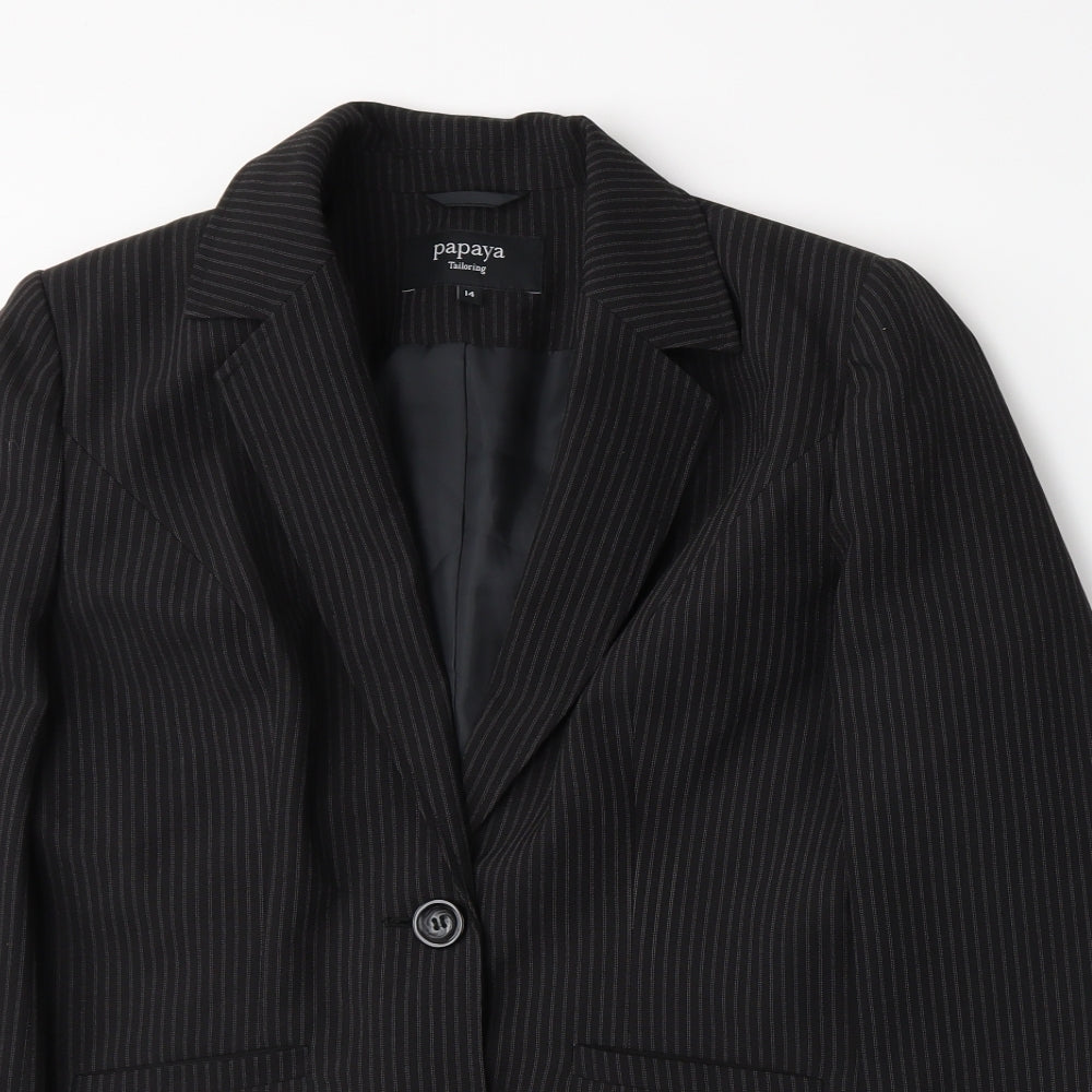 Papaya Womens Black Pinstripe  Jacket Suit Jacket Size 14