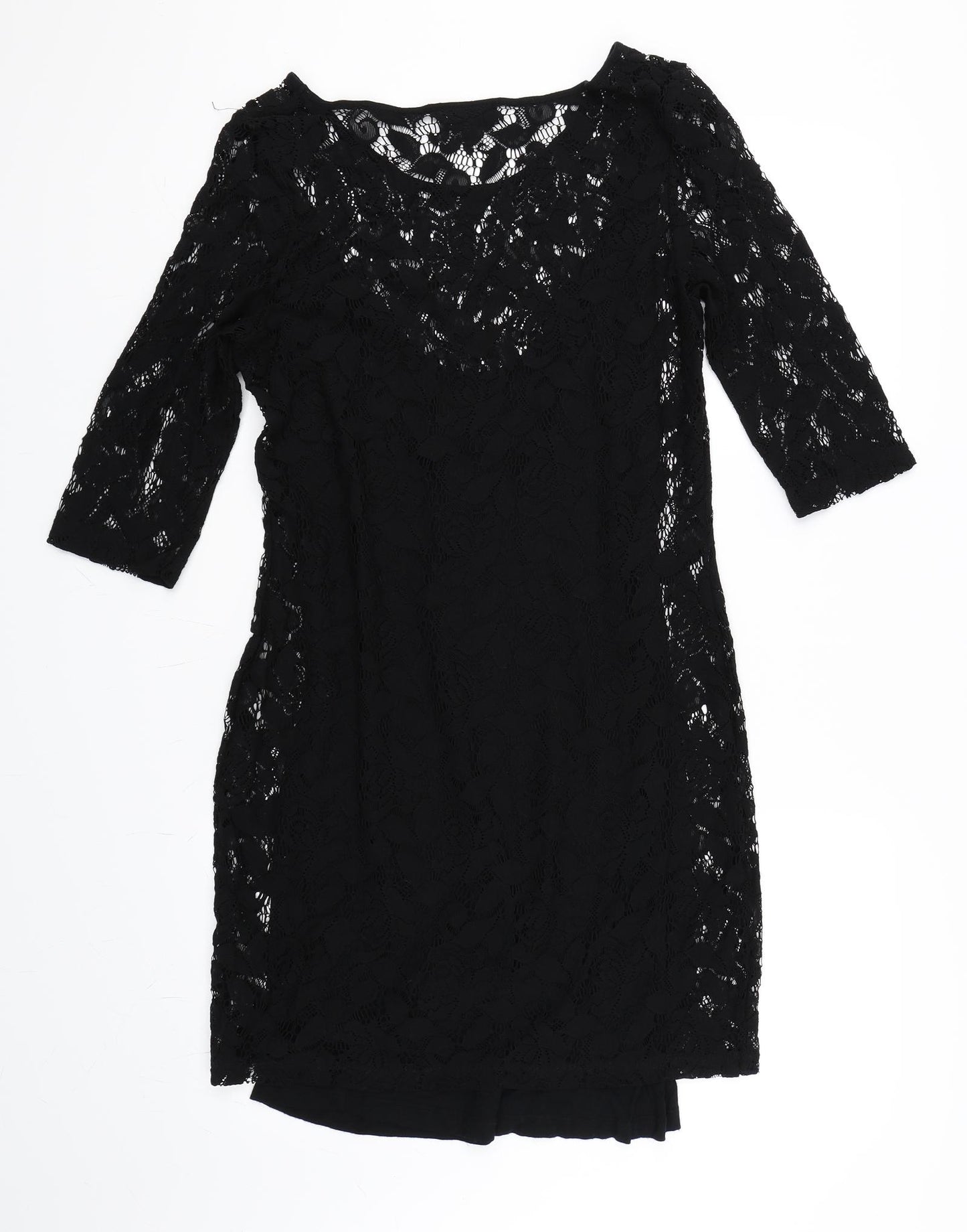 Warehouse Womens Black  Lace Bodycon  Size 14