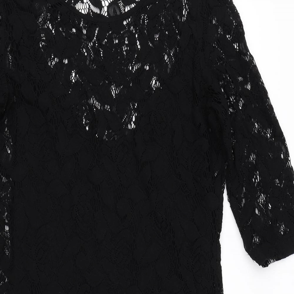 Warehouse Womens Black  Lace Bodycon  Size 14